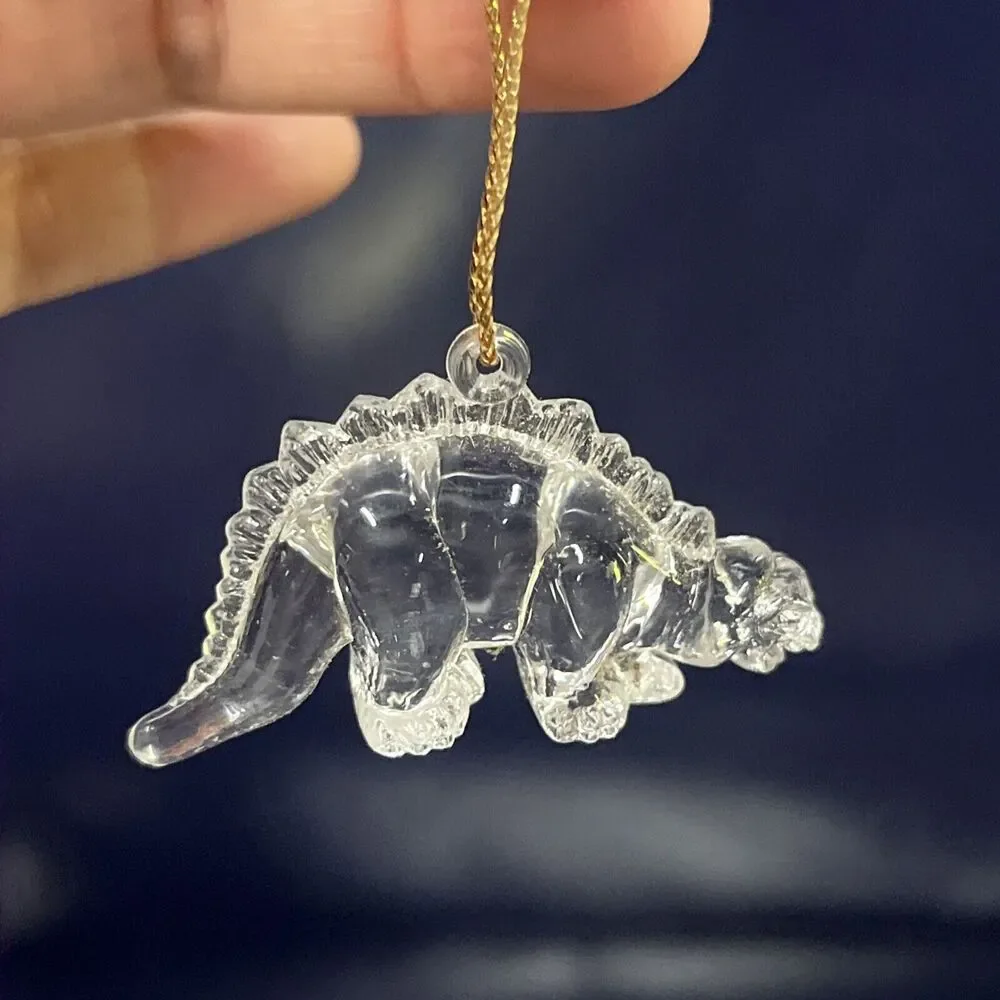 VTG Lot Of 10 Various Dinosaur Clear Acrylic christmas ornaments 1.5-2” Rare -D8